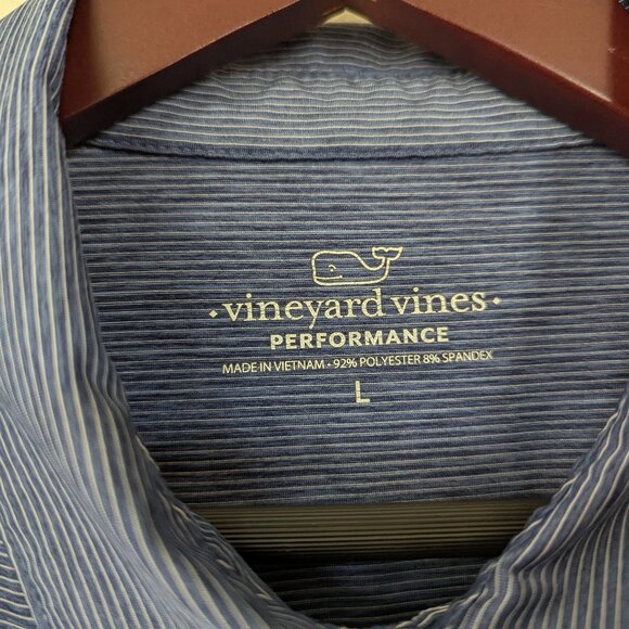 Vineyard Vines Men's Sports Golf Athletic Performance Polo in Blue Stripes L - Picture 4 of 9